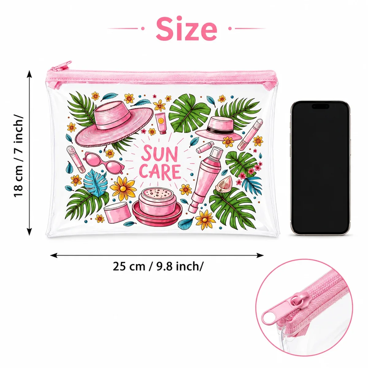 sac cosmétique transparent en pvc pour le soin du soleil, trousse de maquillage étanche à fermeture éclair pour femmes, plage, piscine, voyage et articles de toilette