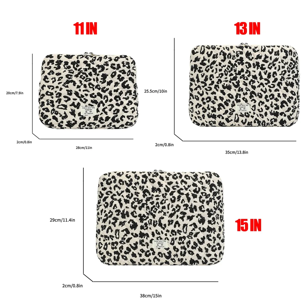sac de rangement pour ordinateur portable en velours côtelé, léger et décontracté, imprimé léopard, décoration, 11/13/15 pouces, adapté au déplacement quotidien
