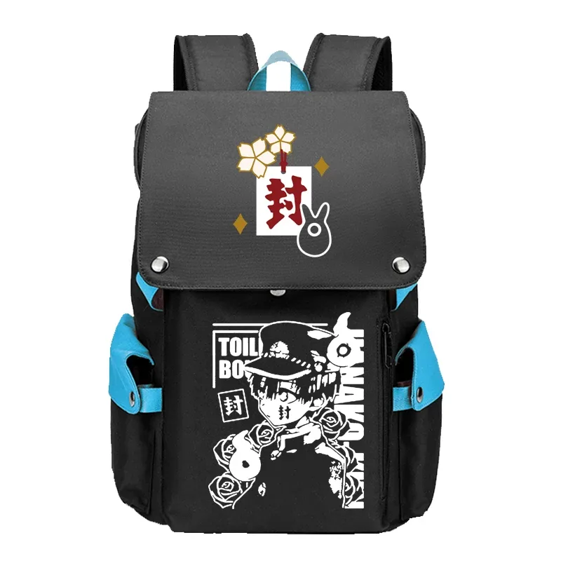 hanako-kun – grand sac à dos de voyage pour garçons et adolescents, cartable d'école animé avec chargeur usb, oxford, pour ordinateur portable